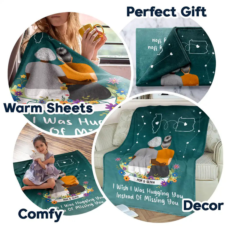 Gift For Mother, Mom - Daughters (Adult), Gift For Daughter, Long Distance, Love - Instead Of Missing You - Personalized Fleece Blanket, Sherpa Blanket