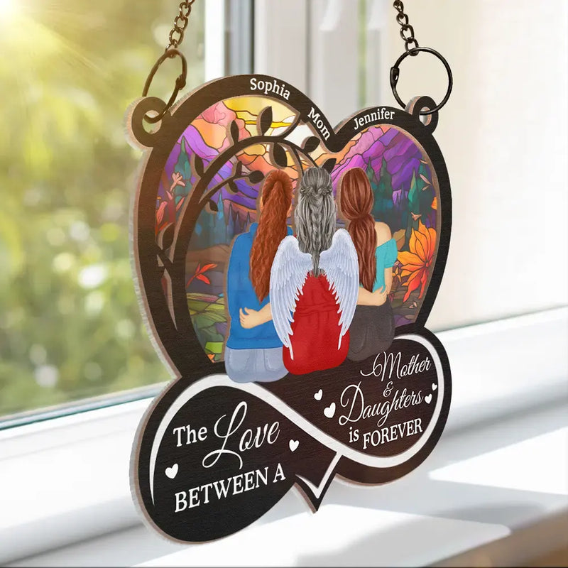 Gift For Mother, Mom - Daughters (Adult), Love - The Love Between Mother & Daughters Is Forever - Personalized Window Hanging Suncatcher Ornament