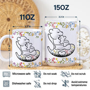 Gift For Grandma, Gift For Mother, Happy - Grandma Bear Floral - 3D Inflated Effect Printed Mug, Personalized White Edge-to-Edge Mug