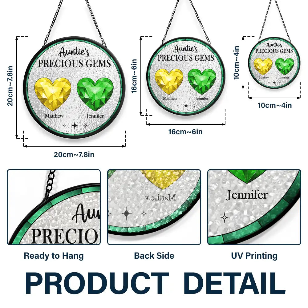 Gift For Women,Gift For Mother,Gift For Grandma - Birthstone Grandma's Precious Gem - Personalized Stained Glass Window Hanging Suncatcher
