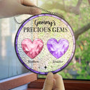 Gift For Women,Gift For Mother,Gift For Grandma - Birthstone Grandma's Precious Gem - Personalized Stained Glass Window Hanging Suncatcher
