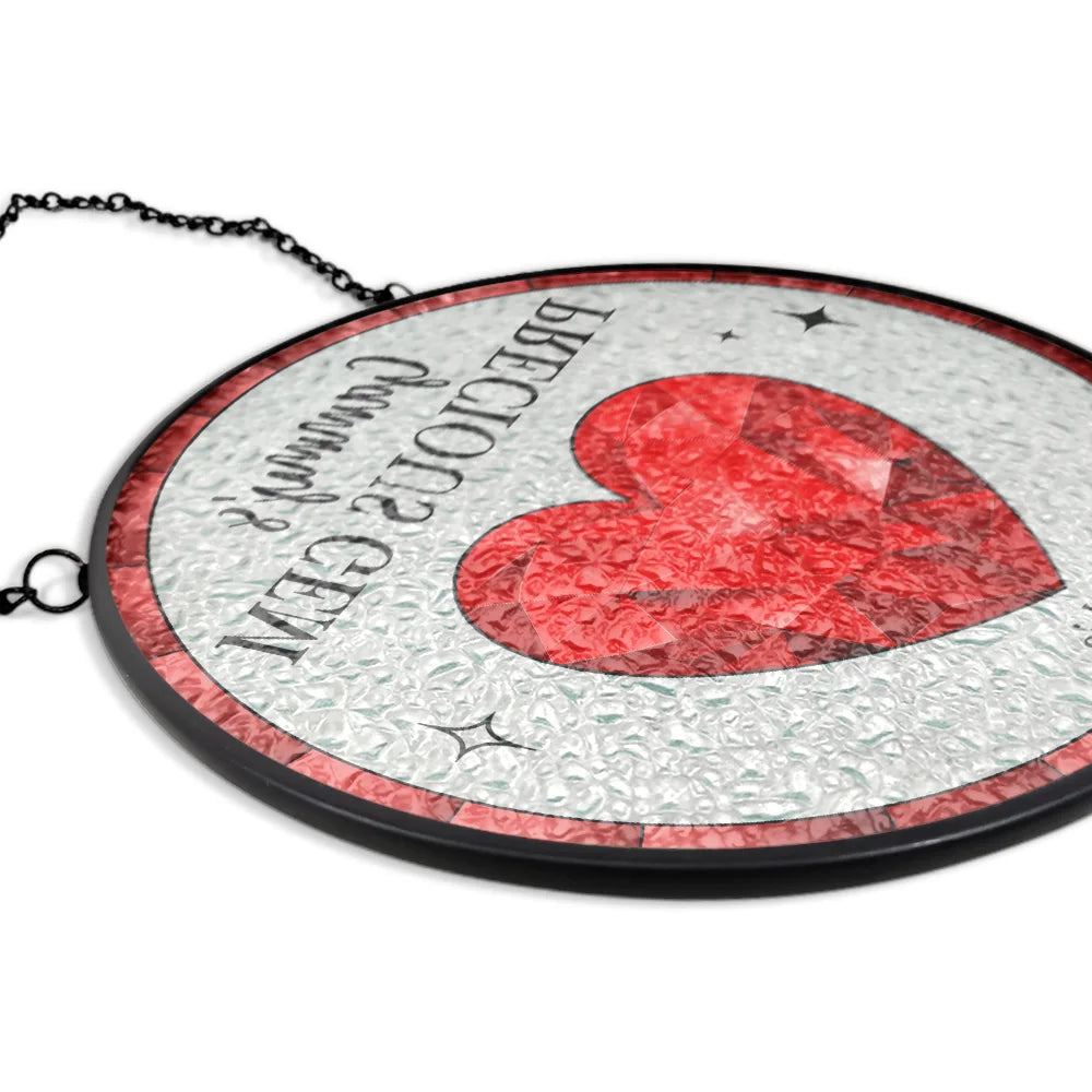 Gift For Women,Gift For Mother,Gift For Grandma - Birthstone Grandma's Precious Gem - Personalized Stained Glass Window Hanging Suncatcher
