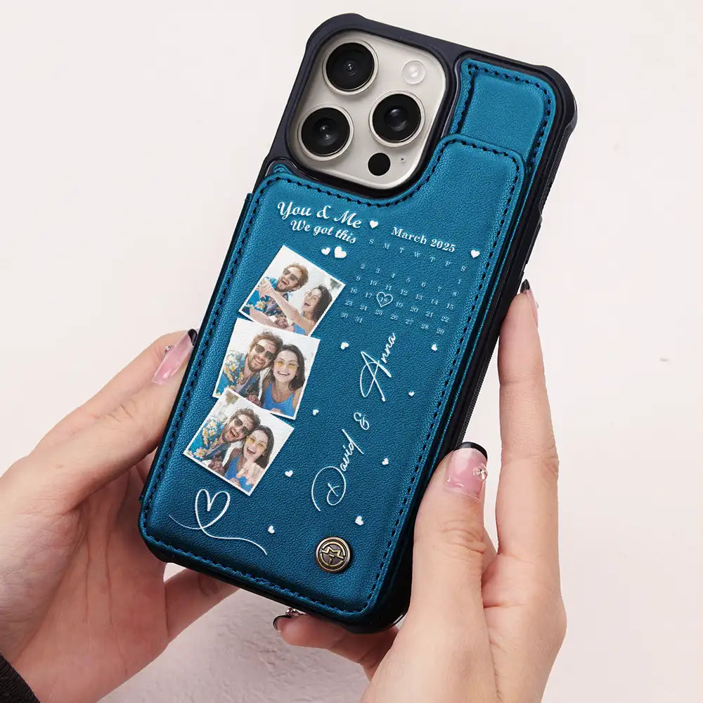Gift For Couples,Gift For Husband,Gift For Wife,Gift For Boyfriend,Gift For Girlfriend - Custom Photo Calendar The Day Our Journey Began - Personalized Leather Flip Wallet Phone Case