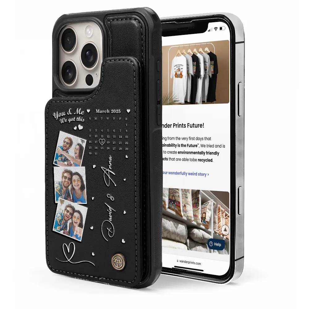Gift For Couples,Gift For Husband,Gift For Wife,Gift For Boyfriend,Gift For Girlfriend - Custom Photo Calendar The Day Our Journey Began - Personalized Leather Flip Wallet Phone Case