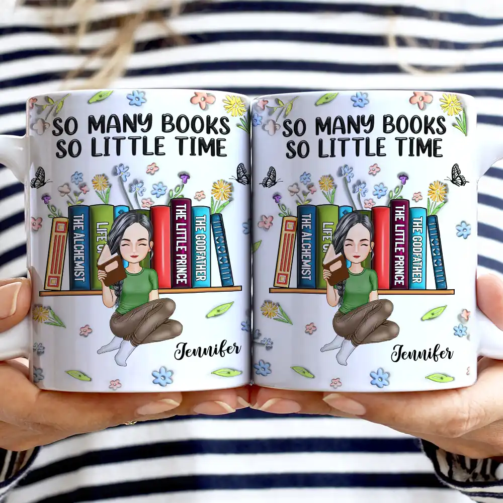 Reading,Gift For Women,Gift For Yourself - Reading Drink Water Read Books - 3D Inflated Effect Printed Mug, Personalized White Edge-to-Edge Mug