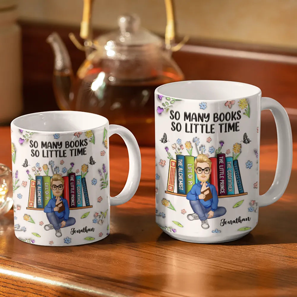 Reading,Gift For Women,Gift For Yourself - Reading Drink Water Read Books - 3D Inflated Effect Printed Mug, Personalized White Edge-to-Edge Mug