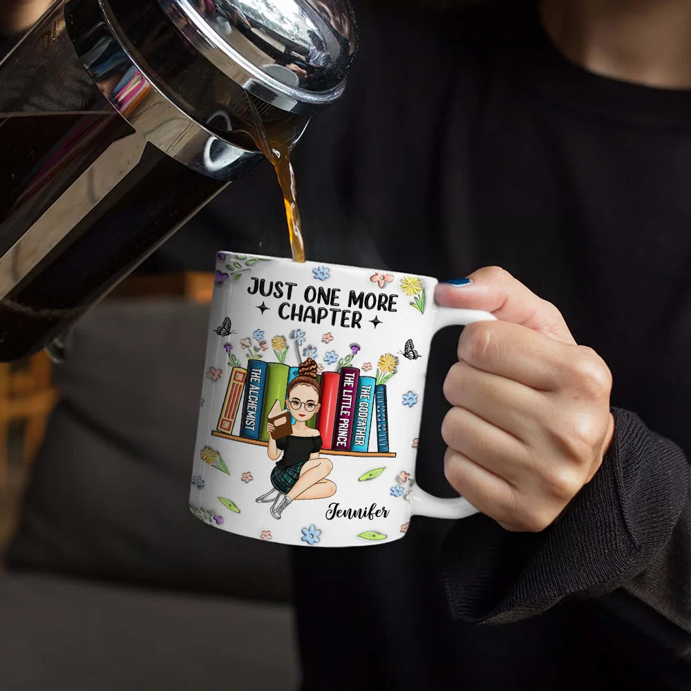 Reading,Gift For Women,Gift For Yourself - Reading Drink Water Read Books - 3D Inflated Effect Printed Mug, Personalized White Edge-to-Edge Mug