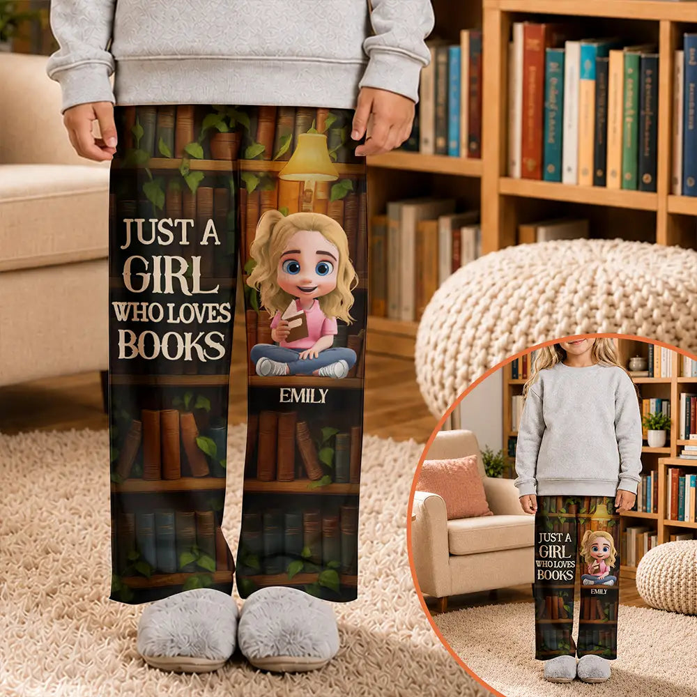 Reading,Gift For Yourself,Gift For Women,Happy - Reading Just A Girl Who Loves Books 3D Effect - Personalized Sweatpants