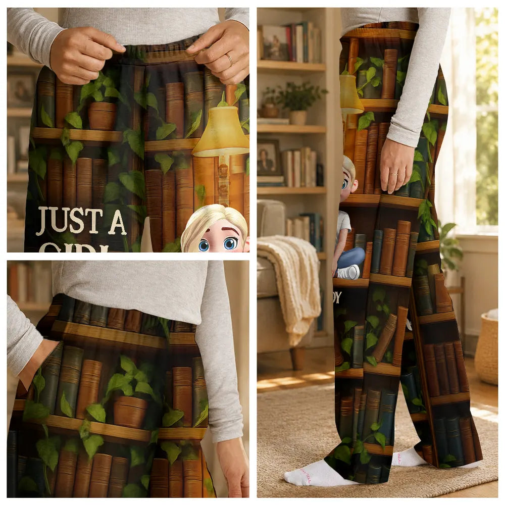 Reading,Gift For Yourself,Gift For Women,Happy - Reading Just A Girl Who Loves Books 3D Effect - Personalized Sweatpants