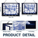 Gift For Bestie,Love - Mountain Cabin Window Toile Art Bestie - Personalized Horizontal Stained Glass Suncatcher