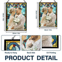 Gift For Couples,Wedding,Love - Custom Photo First Year Married Couple Wedding Anniversary Gift - Personalized Vertical Stained Glass Suncatcher