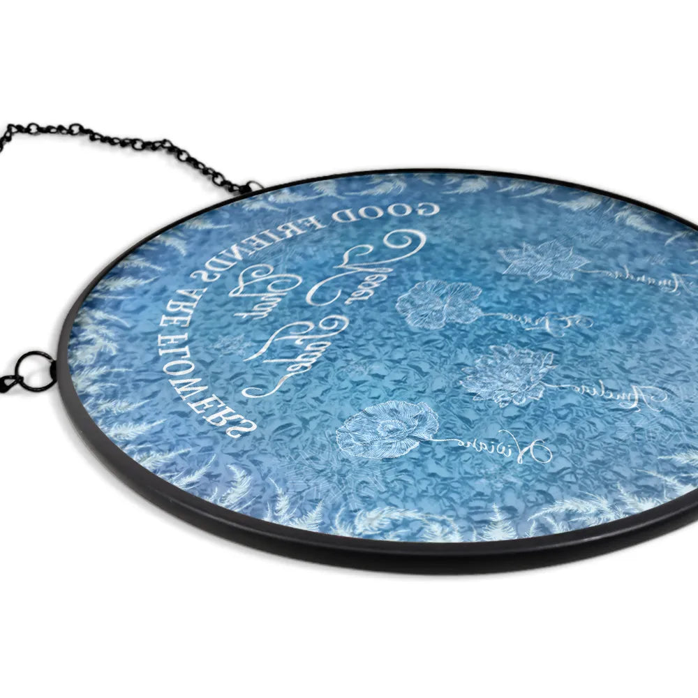 Gift For Bestie,Old Best friends,Love,Christmas - Frost Birth Flower Grow An Old Friend - Personalized Stained Glass Window Hanging Suncatcher