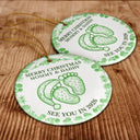 Christmas,New Dad,New Mom,Family,Happy - Baby Expecting See You In 2026 Toile Pattern - Personalized Circle Ceramic Ornament