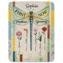 Gift For Grandma,Gift For Mother,Love,Gift For Women - Dragonfly Birth Month Flower First Mom Now Grandma - Personalized Fleece Blanket, Sherpa Blanket