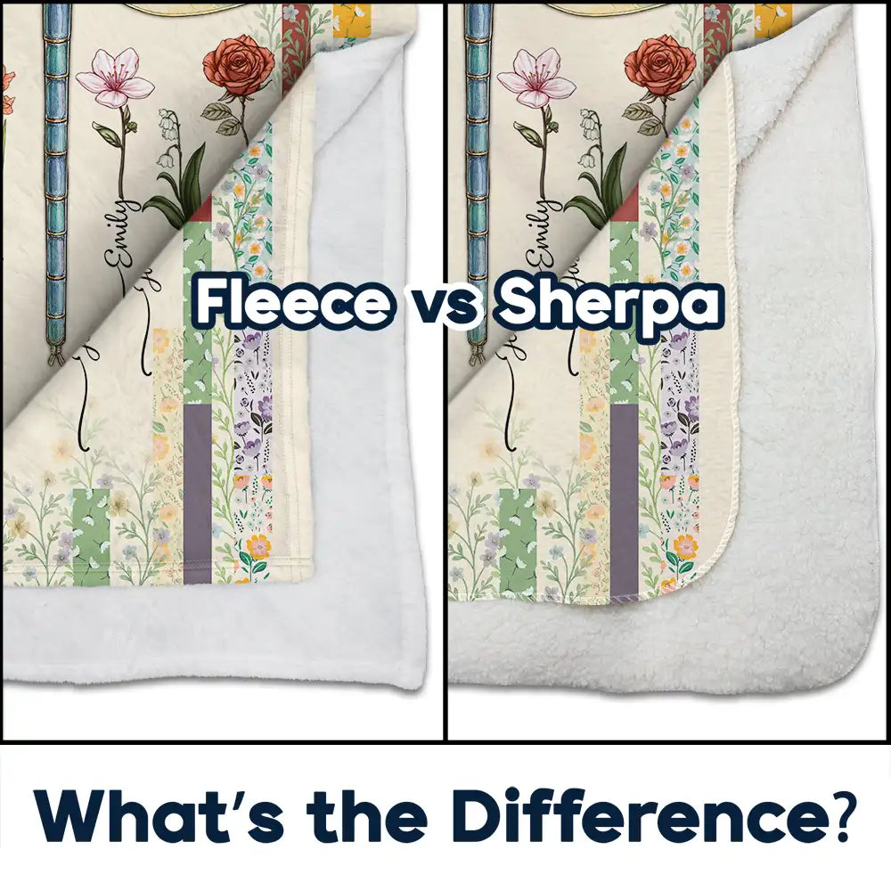 Gift For Grandma,Gift For Mother,Love,Gift For Women - Dragonfly Birth Month Flower First Mom Now Grandma - Personalized Fleece Blanket, Sherpa Blanket