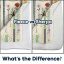 Gift For Grandma,Gift For Mother,Love,Gift For Women - Dragonfly Birth Month Flower First Mom Now Grandma - Personalized Fleece Blanket, Sherpa Blanket