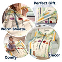 Gift For Grandma,Gift For Mother,Love,Gift For Women - Dragonfly Birth Month Flower First Mom Now Grandma - Personalized Fleece Blanket, Sherpa Blanket