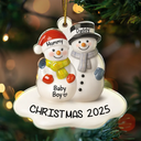 Christmas,New Dad,New baby,New Mom,Happy - Snowman Couple We're Expecting Ceramic Effect - Personalized Custom Shaped Acrylic Ornament