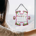 Gift For Grandma,Love - Important Piece Of My Life Grandma Birth Flower - Personalized Window Hanging Suncatcher Ornament