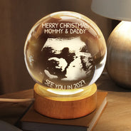 Custom Photo,Christmas,New Dad,New baby,New Mom,Happy - Custom Photo Baby Expecting See You In 2027 - Personalized Crystal Globe Lamp