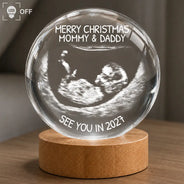 Custom Photo,Christmas,New Dad,New baby,New Mom,Happy - Custom Photo Baby Expecting See You In 2027 - Personalized Crystal Globe Lamp