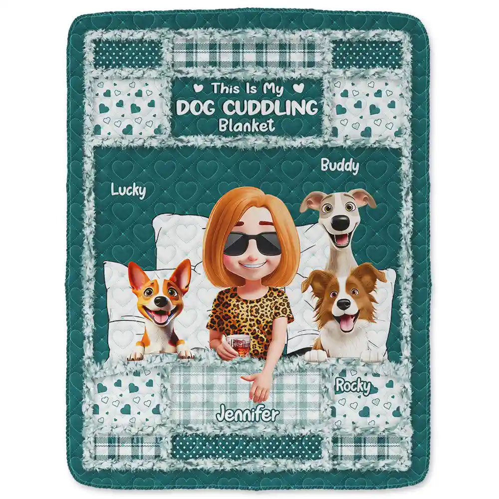 Gift For Women,Gift For Men,Pet Lovers,Pet Mom,Pet Dad,Dog Lovers,Dog Mom,Dog Dad,Happy - Quilt Pattern My Dog Cuddling Blanket - Personalized Fleece Blanket, Sherpa Blanket