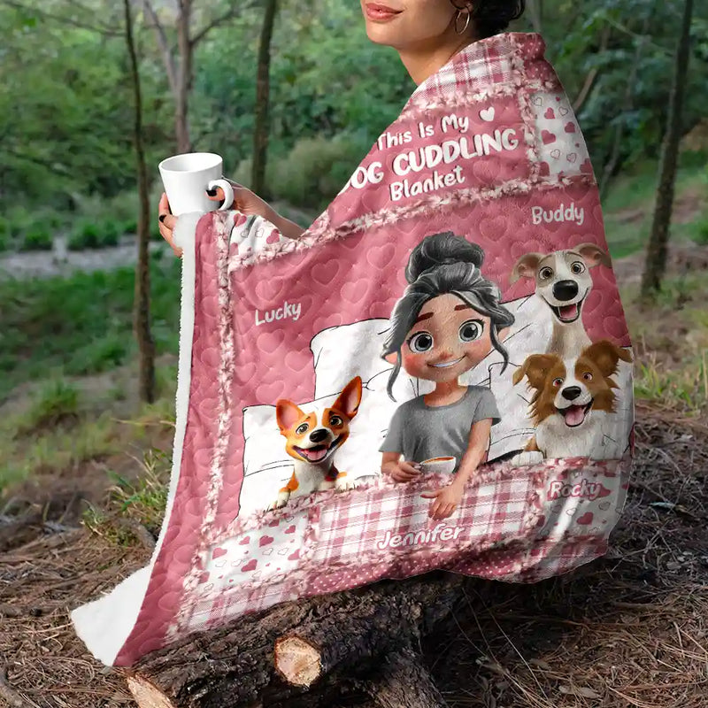 Gift For Women,Gift For Men,Pet Lovers,Pet Mom,Pet Dad,Dog Lovers,Dog Mom,Dog Dad,Happy - Quilt Pattern My Dog Cuddling Blanket - Personalized Fleece Blanket, Sherpa Blanket