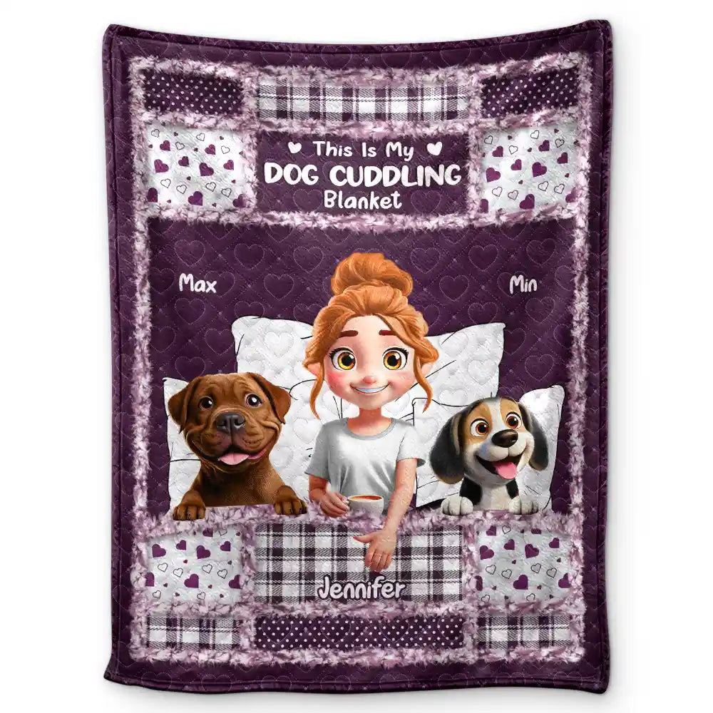 Quilt Pattern My Dog Cuddling Blanket - Personalized Fleece Blanket, Sherpa Blanket