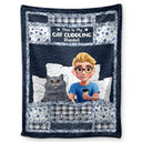 Gift For Women,Gift For Men,Pet Lovers,Pet Mom,Pet Dad,Cat Lovers,Cat Mom,Cat Dad,Happy - Quilt Pattern My Cat Cuddling Blanket - Personalized Fleece Blanket, Sherpa Blanket