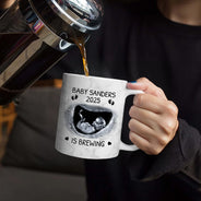 New Dad,New baby,New Mom,Happy - Custom Photo Baby Brewing Expecting Mom Parents - Personalized White Edge-to-Edge Mug