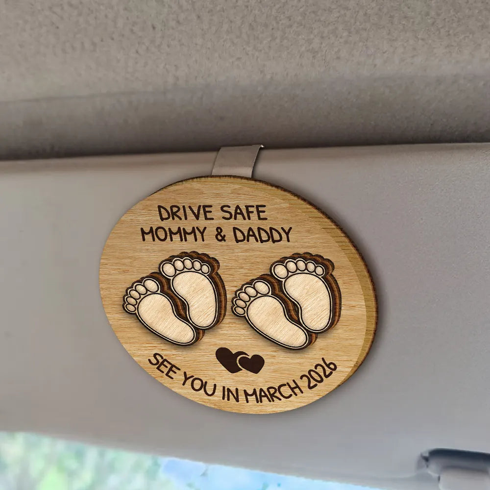 New Dad,New baby,New Mom,Happy - Expecting Parents See You In - Personalized Custom Shaped Car Visor Clip