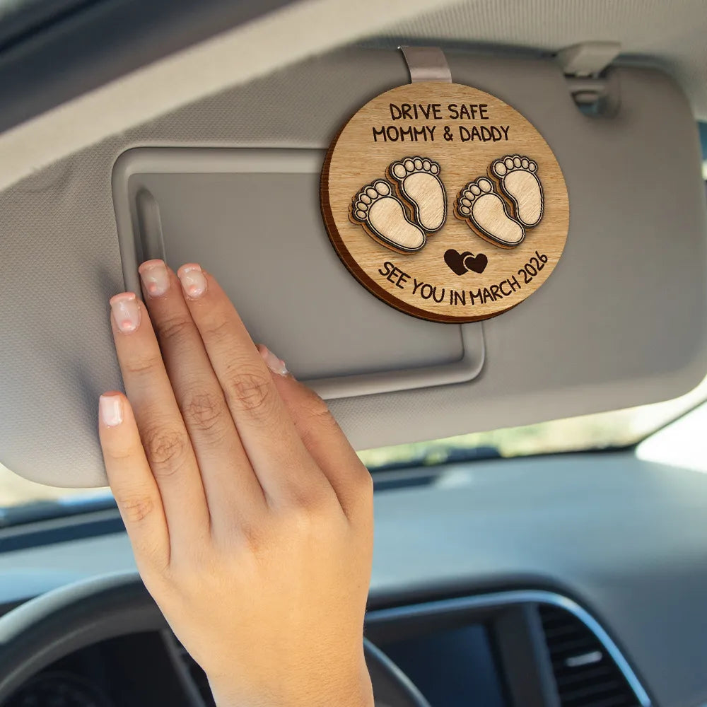 New Dad,New baby,New Mom,Happy - Expecting Parents See You In - Personalized Custom Shaped Car Visor Clip