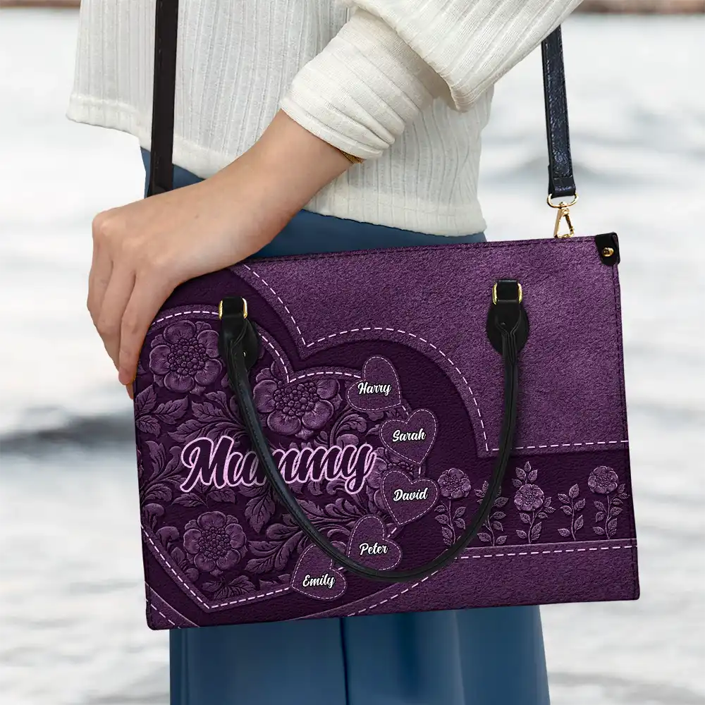 Gift For Women,Gift For Yourself,Gift For Mother,Love,Gift For Grandma - Tudor Rose Little Sweethearts - Birthday, Loving Gift For Grandma And Mum - Personalised Leather Handbag