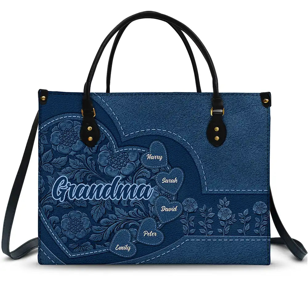 Tudor Rose Little Sweethearts - Birthday, Loving Gift For Grandma And Mum - Personalised Leather Handbag