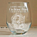 Pet Lovers, Pet Mom, Pet Dad, Happy - Custom Photo Pencil Sketch Pet Portrait A Woman & Her Dog - Personalized Stemless Wine Glass