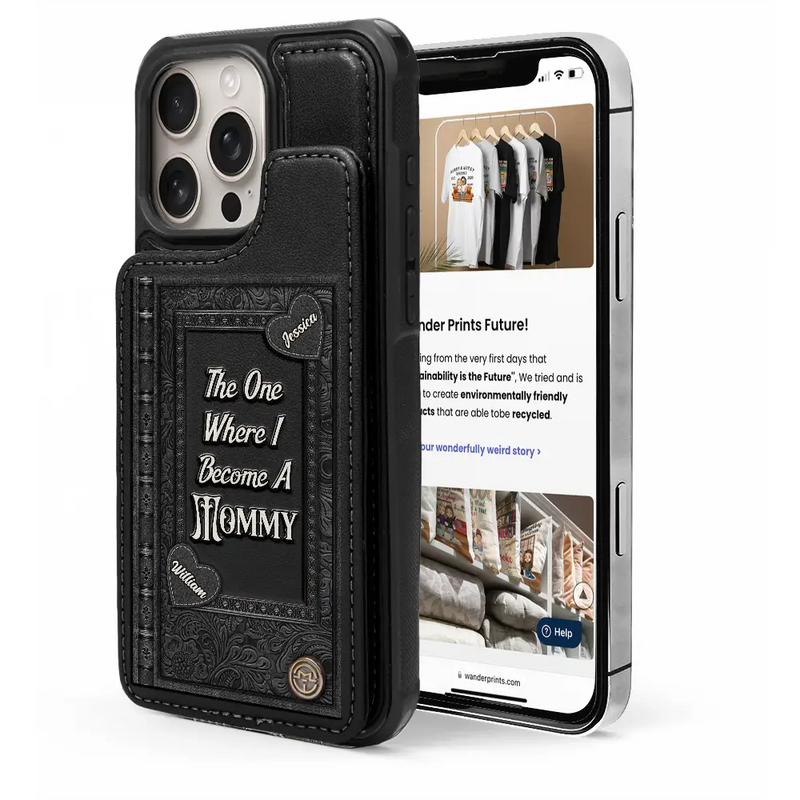 Gift For Yourself,Gift For Women,Gift For Mother,Gift For Grandma,Love - Book Themed The One Where I Become A Mom - Personalized Leather Flip Wallet Phone Case