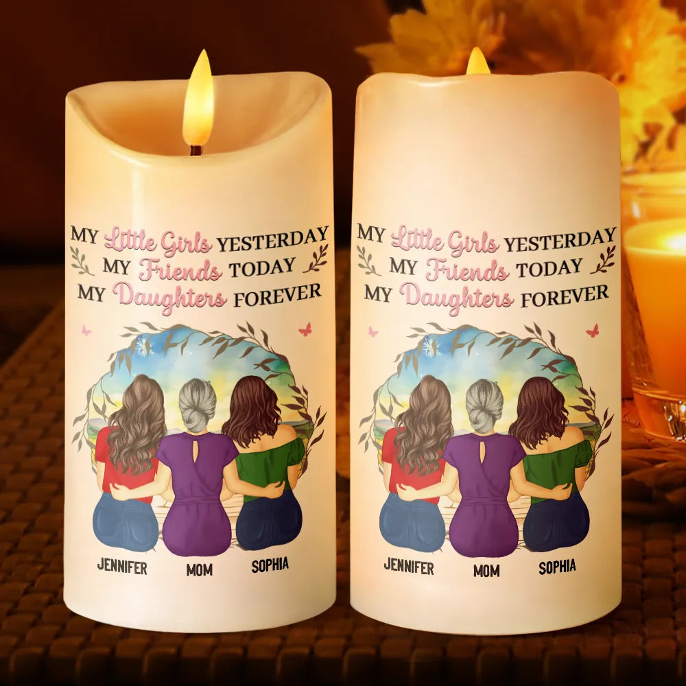 Gift For Mother, Mom - Daughters (Adult), Happy - Mother & Daughter My Friend Today My Daughter Forever - Personalized Flameless LED Candle