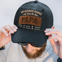 Gift For Father,Gift For Grandpa,Happy,Icon,Proud - My Favorite People Call Me Dad Grandpa Leather Patch Effect - Personalized Vintage Washed Denim Cap