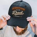 Gift For Grandpa,Gift For Father,Happy,Icon - My Favorite People Call Me Dad Grandpa Vintage Faux Embroidery Effect - Personalized Vintage Washed Denim Cap