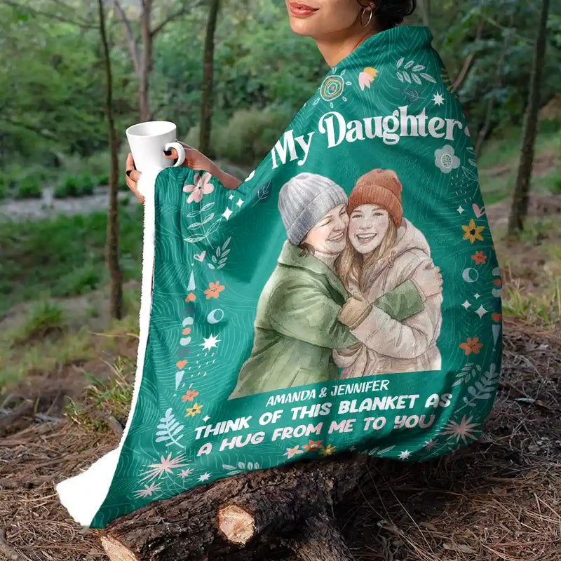 Art Design, Gift For Cousin, Christmas, Gift For Sister, Gift For Sibling, Custom Photo, Cozy, Photo - Watercolor - Remove BG - Custom Photo Realistic Watercolor Art Think Of This Blanket As A Hug - Personalized Fleece Blanket, Sherpa Blanket