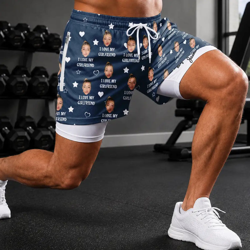 Gift For Husband, Humorous, Beach, Custom Photo, Summer, Gift For Couples, Cut-Face Photo, Custom Text - Custom Photo I Love My Wife Thanks For All The Orgasms - Personalized Swim Trunks With Liner