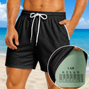 Devoted, Christian, Gift For Men, Gift For Yourself, Summer, Custom Letter, Icon - Hidden Bible Verses God Says You Are For Him, Husband, Son - Personalized Swim Trunks With Liner