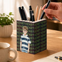 Adorable,Art Design,Back To School,Gift For Kids,Photo - Watercolor - Remove BG - Custom Photo Realistic Watercolor Art Kid Portrait With Name - Personalized Building Block Pen Holder