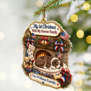 Independence Day,Art Design,America 250th,Playful,Christmas,Pet Lovers,Photo - Sleeping Dog Cat Baby - Custom Photo Sleeping Angel Adorable Dog Cat First Christmas With My Forever Family - Personalized Custom Shaped Acrylic Ornament