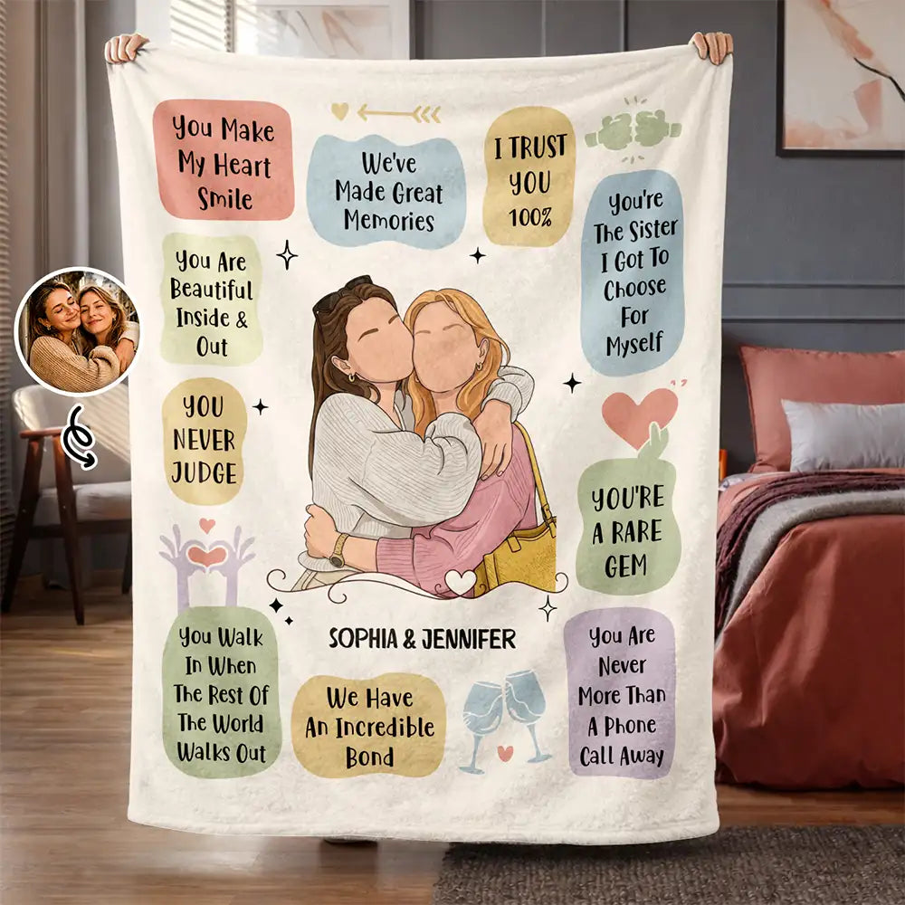 Grateful,Art Design,Gift For Bestie,Christmas,Photo - Faceless Portrait - Custom Photo Faceless Portrait Why You Are My Bestie - Personalized Fleece Blanket, Sherpa Blanket