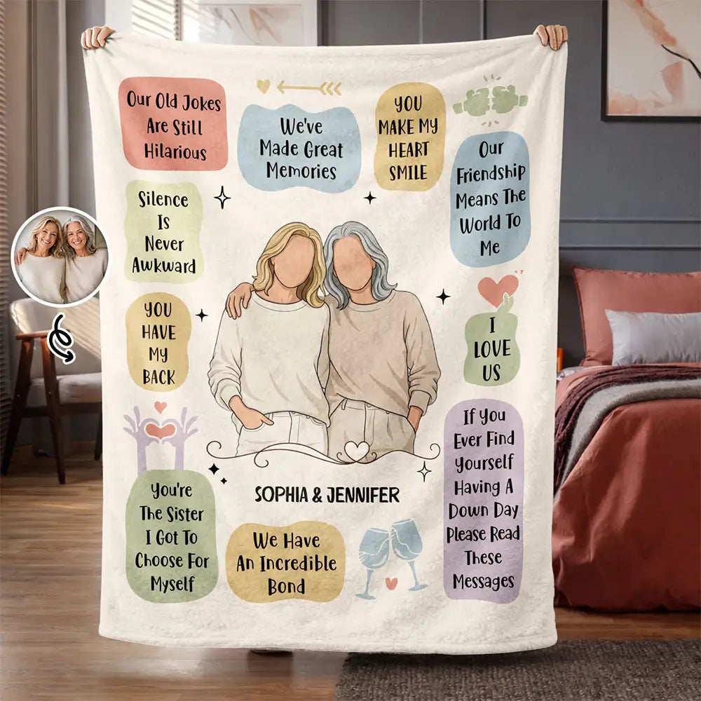 Grateful,Art Design,Gift For Bestie,Christmas,Photo - Faceless Portrait - Custom Photo Faceless Portrait Why You Are My Bestie - Personalized Fleece Blanket, Sherpa Blanket
