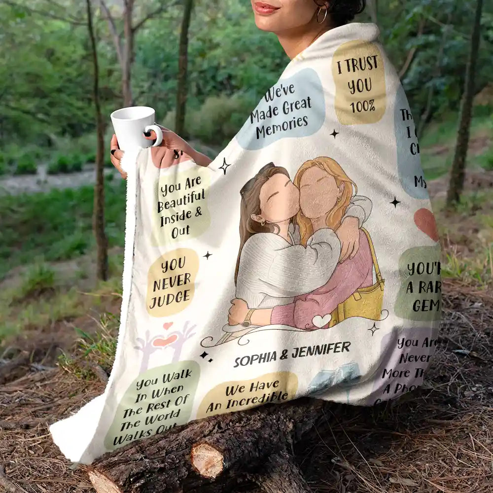 Grateful,Art Design,Gift For Bestie,Christmas,Photo - Faceless Portrait - Custom Photo Faceless Portrait Why You Are My Bestie - Personalized Fleece Blanket, Sherpa Blanket