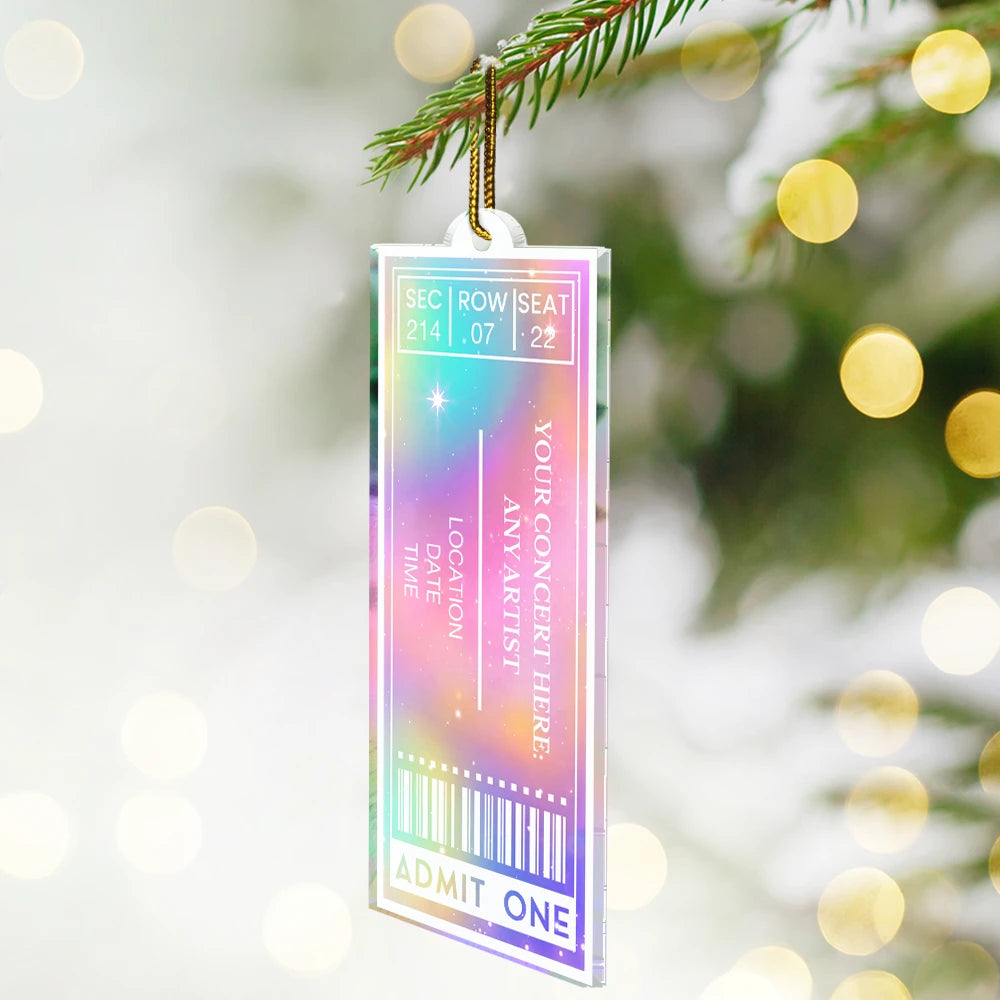 Gift For Bestie,Christmas,Custom Text,Happy - Favorite Ticket Concert Event Keepsake - Personalized Custom Shaped Acrylic Ornament