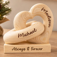 Anniversary,Christmas,Married Couple,Romantic,Gift For Couples,Custom Text - Always & Forever Anniversary Christmas Gifts For Couples, Newlywed - Personalized Wooden Infinity Heart Sculpture