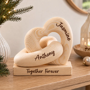 Anniversary,Christmas,Married Couple,Romantic,Gift For Couples,Custom Text - Always & Forever Anniversary Christmas Gifts For Couples, Newlywed - Personalized Wooden Infinity Heart Sculpture